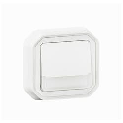 Legrand - Poussoir NO-NF lumineux porte-étiquette Plexo complet encastré et griffes - Blanc