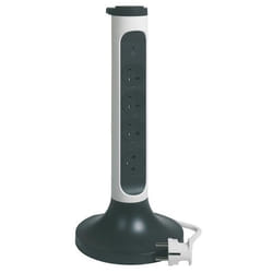 Rallonge tour 4x2P+T Surface - interrupteur, cordon 2m et parafoudre -blanc-gris (049410)