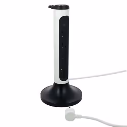 Rallonge tour 4x2P+T Surface - interrupteur, cordon 2m et parafoudre -blanc-gris (049410)