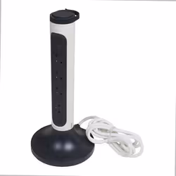 Rallonge tour 4x2P+T Surface - interrupteur, cordon 2m et parafoudre -blanc-gris (049410)
