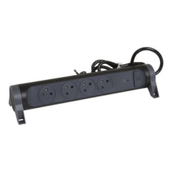 Legrand - Rallonge Multiprise Rotatif avec 4 Prises de Courant Surface, Interrupteur et Parafoudre - Noir et Gris foncé