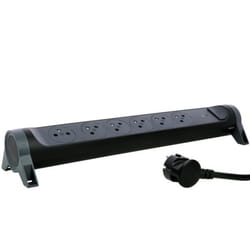 RALLONGE 6X2P+T SURFACE AVEC INTER, CORDON 1,5M ET PARAFOUDRE - NOIR