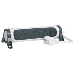 LEGRAND Multiprise FB 3x2P+T premium rotative et fixable 1.5m - Blanc et noir