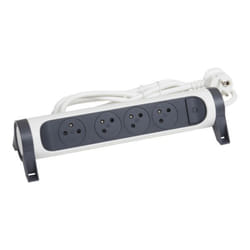 Legrand - Rallonge 4X2P+T - Surface avec Interrupteur et Cordon 3M - 3G - 1.5MM² - Blanc/Noir