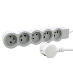 LEGRAND Multiprise FB 5x2P+T standard 1.5m 1mm² - Blanc et gris