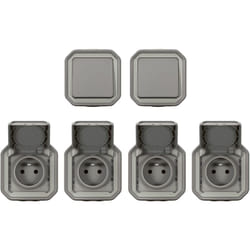 Legrand - Lot de 2 va-et-vient + 4 prises de courant Plexo complet saillie - gris