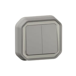 Legrand - Double interupteur / va-et--vient ou poussoir Plexo complet encastré - gris (070072)