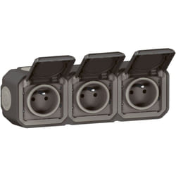 Legrand - Triple prise de courant horizontale avec volet Plexo complet saillie -anthracite