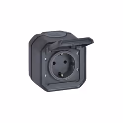 LEGRAND, PLEXO NEW 069799L PRISE MURALE STANDARD SCHUKO AVEC COUVERCLE À CHARNIÈRE, PROTECTION ANTI-CONTACT, BORNES ENFICHABL ...