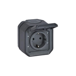 Legrand - plexo new 069799L prise murale standard schuko avec couvercle à charnière, protection anti-contact, bornes enfichables,