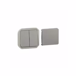 Transformeur étanche réversible pour réaliser 5 fonctions Plexo IP55 IK08 avec enjoliveur - finition gris