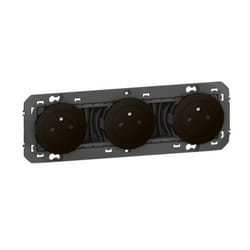 Triple prise de courant 2P+T Surface dooxie 16A précâblées finition noir mat équipée d'un support 3 postes - à équiper de plaque de