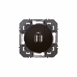 Double chargeur USB Type-A dooxie 3A finition noir mat équipée dun support - à équiper de plaque de finition