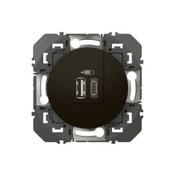 Legrand - Double chargeur usb 1 Type-A + 1 Type-C dooxie 3A - noir (600549)