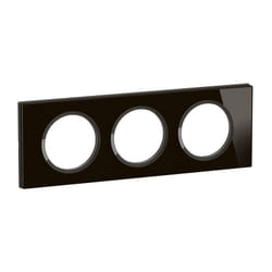 Plaque de finition céliane 3 postes - verre onyx noir Legrand CP1903