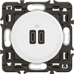 Legrand - Prise 2 usb Céliane 20W Power Delivery Type-C+C - Enjoliveur Blanc et support