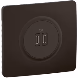 La prise 2 USB Type-C+C Céliane 20W Power Delivery avec enjoliveur Noir et support incarne la performance et l’élégance au se ...
