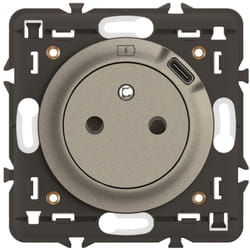 Legrand - Prise 2P+T avec prise usb Type-C 7,5W Céliane - Enjoliveur Titanium et support