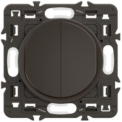 Legrand - Double poussoir inverseur Céliane 6A - Enjoliveur Noir et support