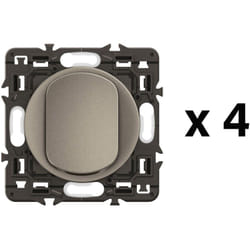 Legrand - Lot 4 interrupteurs ou-va-et-vient Céliane 10AX - Enjoliveurs Titanium et supports