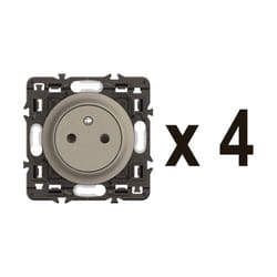 Legrand - Lot 4 prises 2P+T Surface Céliane enjoliveurs Titanium et supports (CL7111)