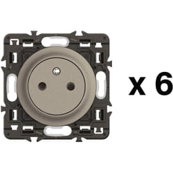 Legrand - Lot 6 prises 2P+T Surface Céliane - Enjoliveurs Titanium et supports