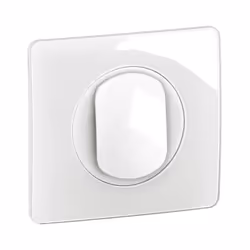 Poussoir inverseur contact NO-NF Céliane 6A à bornes automatiques - livré complet avec support, enjoliveur Blanc et plaque Bl ...