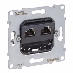 Legrand 765062, 2 x RJ-45, STP, 6a, Noir, Thermoplastique, Brillant