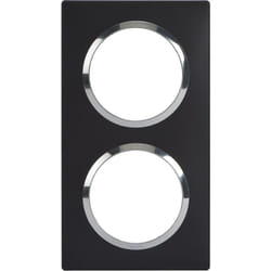 Plaque carrée dooxie 2 postes finition noir bague chromé Legrand 600896