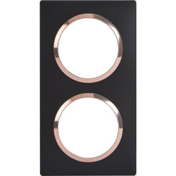 Legrand - Plaque carrée dooxie 2 postes finition noir bague cuivre 600996