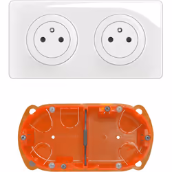 Le kit 2x2P+T Surface précâblées Céliane + boîte de Legrand, en finition Blanc, est une solution complète et prête à installe ...