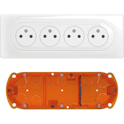 Legrand - Kit 4x2P+T Surface compacte précâblée Céliane + boîte - Complet Blanc