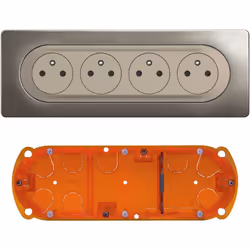 Le kit 4x2P+T Surface compacte précâblée Céliane + boîte de Legrand, en finition Titanium, est une solution complète et moder ...