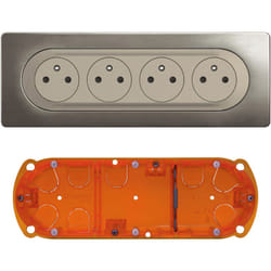Legrand - Kit 4x2P+T Surface compacte précâblée Céliane + boîte - Complet Titanium