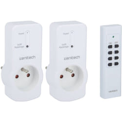 Otio - Lot de 2 prises 10A 2P+T télécommandées avec télécommande - Blanc - Zenitech