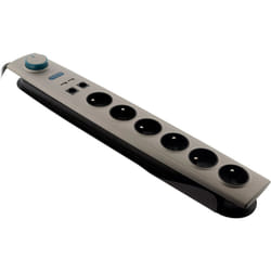 Otio - Multiprise parafoudre 6 prises 16A avec interrupteur + usb RJ11 Titanium