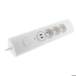 Multiprise dangle 3P 16A + 1P 16A latérale + 2 USB parafoudre précâblée - Blanc - Otio