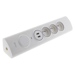 Otio - Multiprise d'angle 3P 16A + 1P 16A latérale + 2 usb parafoudre à câbler - Blanc