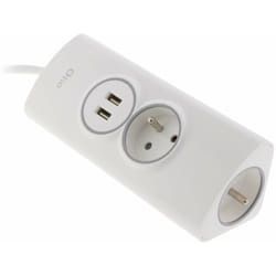 Otio - Multiprise d'angle 2P 16A + 2 usb précâblée - Blanc