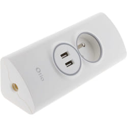 Otio - Multiprise d'angle 2P 16A + 2 usb à câbler - Blanc