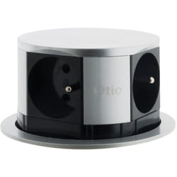 Otio - Bloc multiprise encastrable escamotable compact 4x16A - Inox