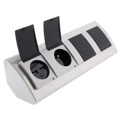 Multiprise dangle Otio ALUMINIUM - 3 prises 16A + 2 USB - clapets de protection