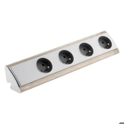 Bloc multiprise dangle à câbler 4 prises 2P+T 3 680 W - inox - Otio