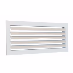 Grille de soufflage simple déflexion à ailettes mobiles - Montage plafond - Aluminium laqué blanc - Fixation par vis pour tou ...