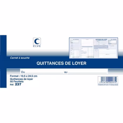 Carnet à souche QUITTANCES DE LOYER 105 x 245 mm