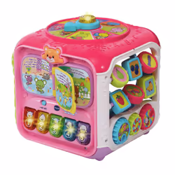 VTech Super cube des découvertes rose, Sonore, Fonction vocale, Batteries requises, AA, Plastique, Multicolore
