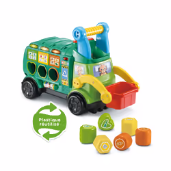 VTech MAXI CAMION POUBELLE RECYCLO'FORMES (PLASTIQUE RÉUTILISÉ), Garçon/Fille, 1,5 an(s)