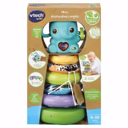 VTech Play Green NINO, ÉLÉPHANTEAU EMPILO 3 EN 1 (PLASTIQUE BIO SOURCÉ), 0,5 an(s), Batteries requises, AAA, Plastique, Multi ...