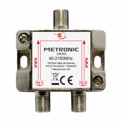 Metronic - Répartiteur tv/sat 2 sorties à fiche f blindé métal
