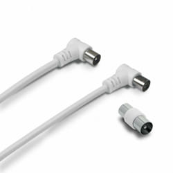 Metronic - Câble tv coaxial 9,52 mm coudé mâle/fem. + adaptateur 9,52 mm 5 m